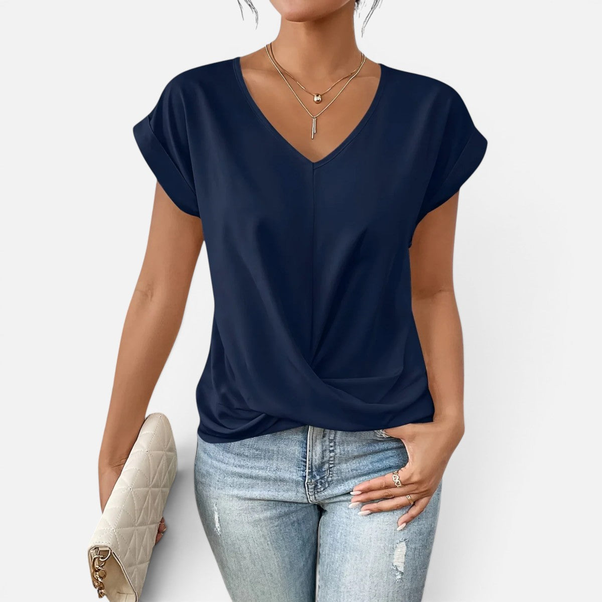 Duvrier | Women's Casual Sweetheart Neck T-Shirt