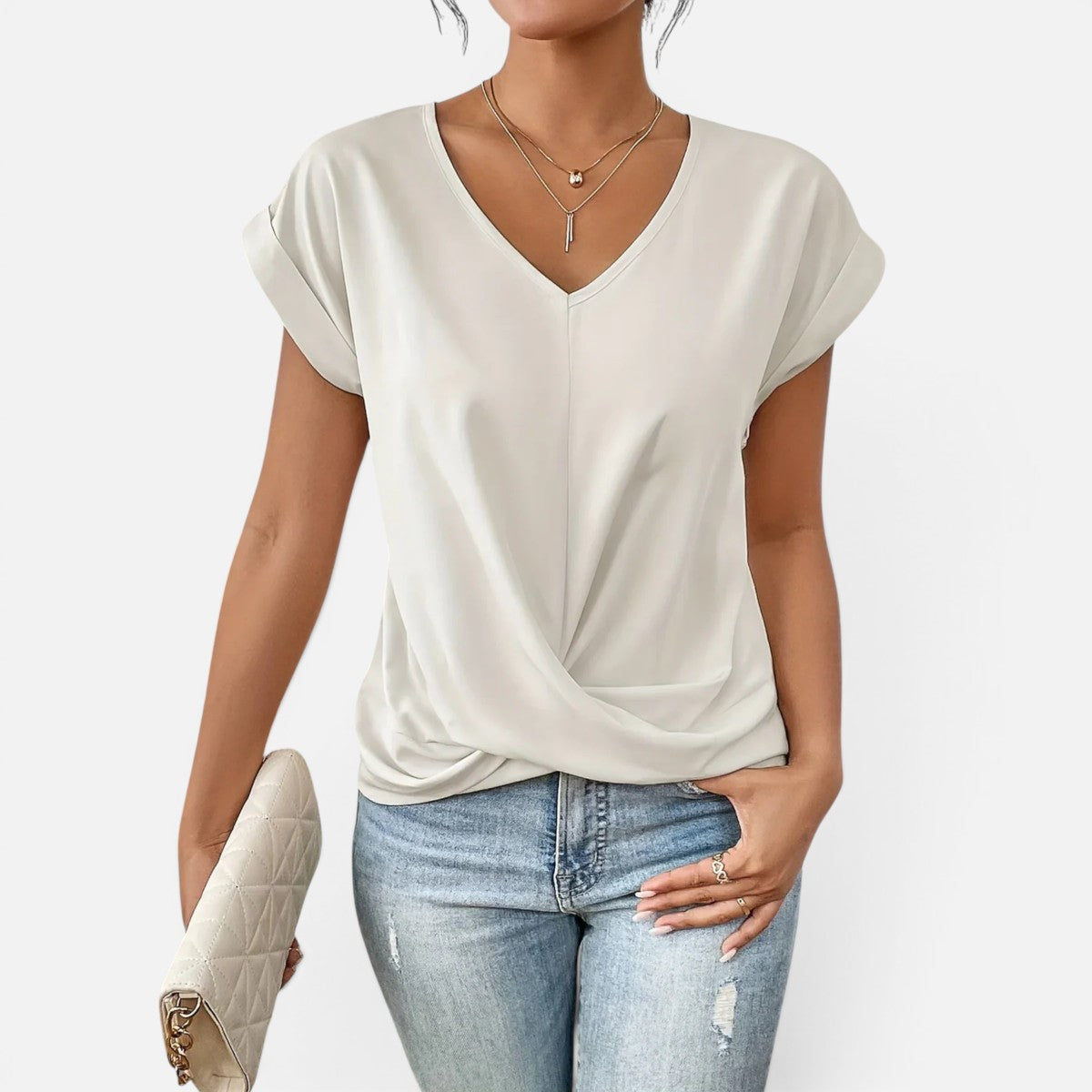 Duvrier | Women's Casual Sweetheart Neck T-Shirt