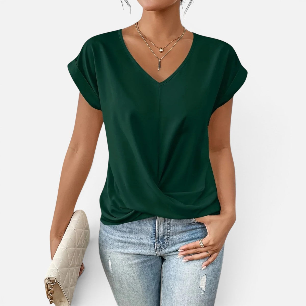 Duvrier | Women's Casual Sweetheart Neck T-Shirt