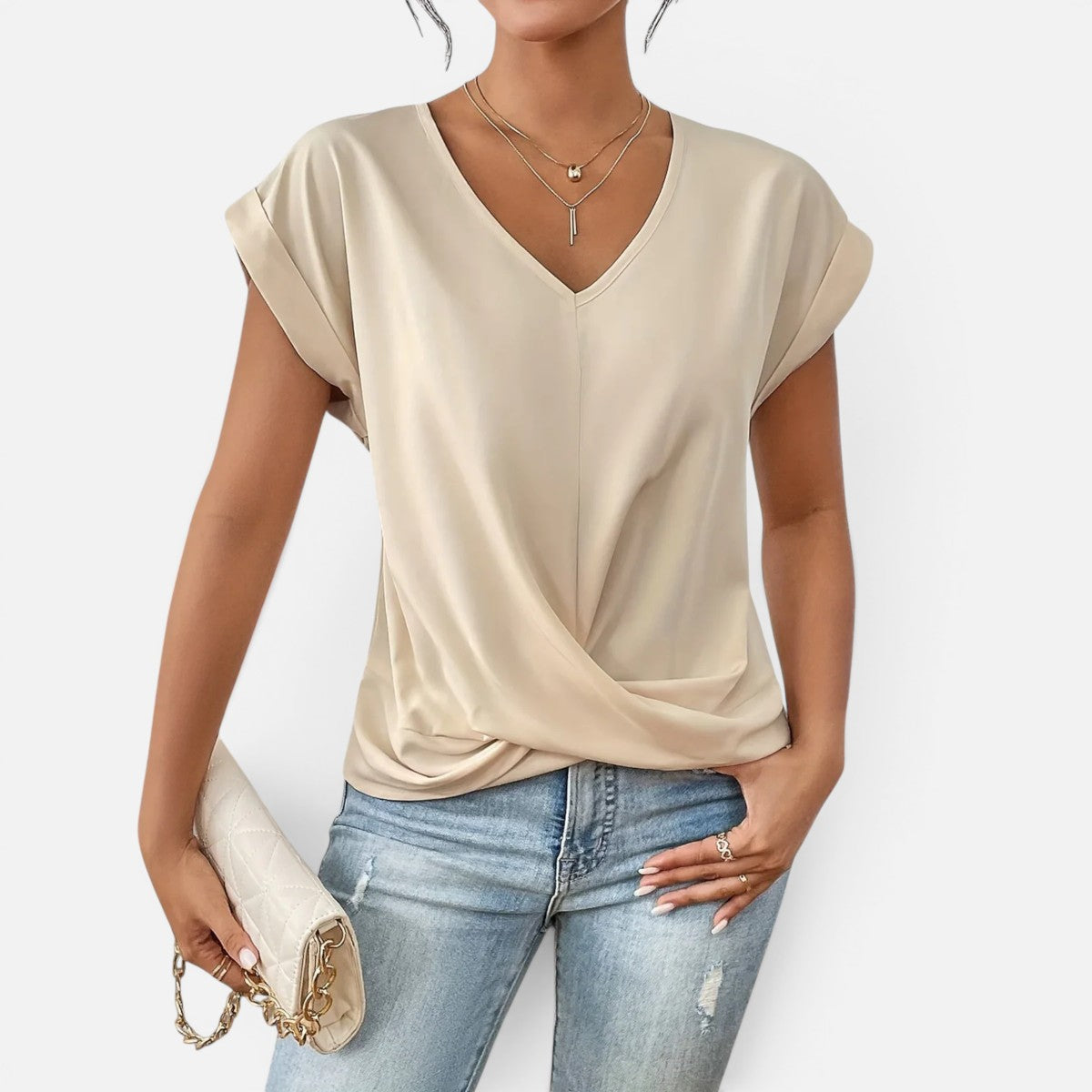 Duvrier | Women's Casual Sweetheart Neck T-Shirt