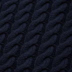 Cable knit sweater with crew neck and striped arm detailing, styled for a modern classic look