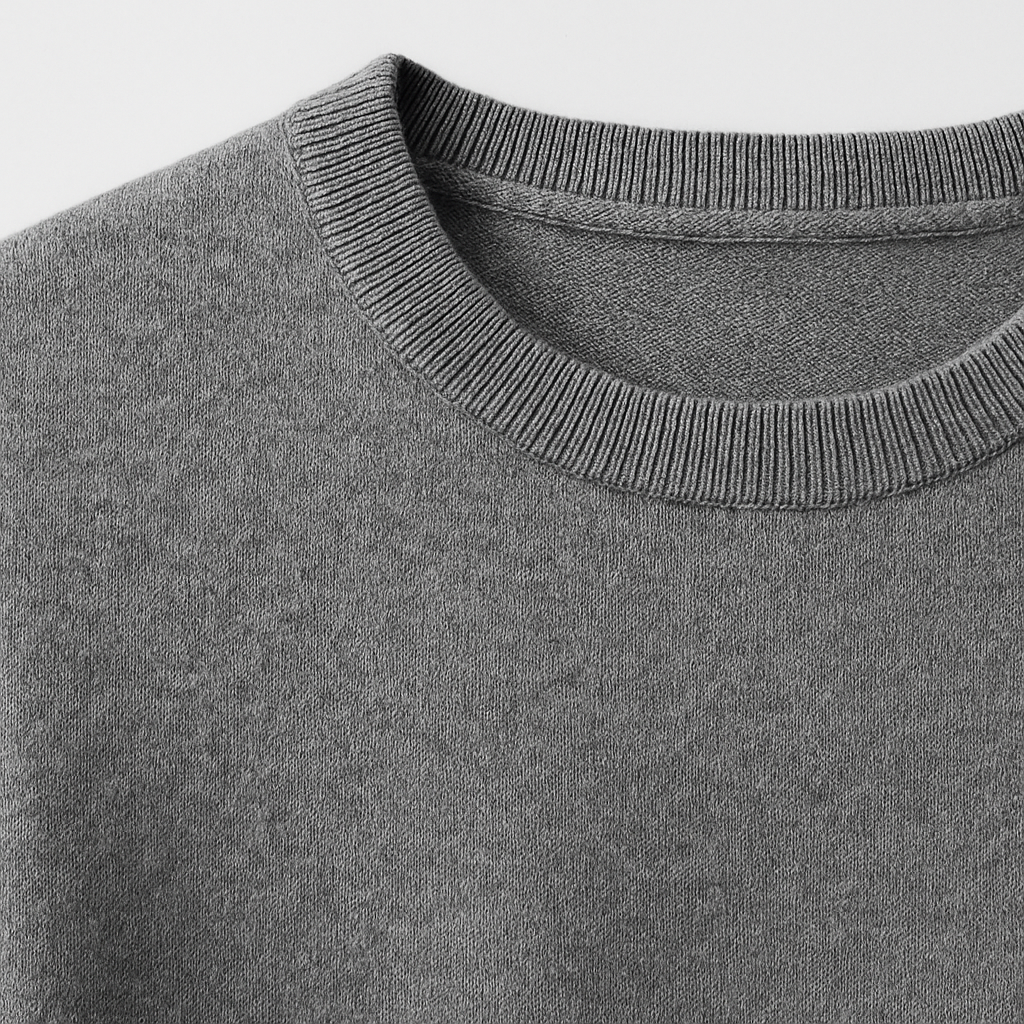 Knit crew sweater with ribbed cuffs and hem, styled for versatile everyday and layered wear