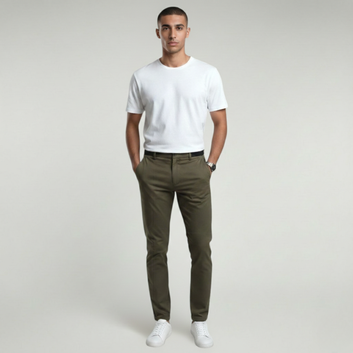 Duvrier | Men’s Slim Fit Stretch Chino Trousers - Smart Casual Wear
