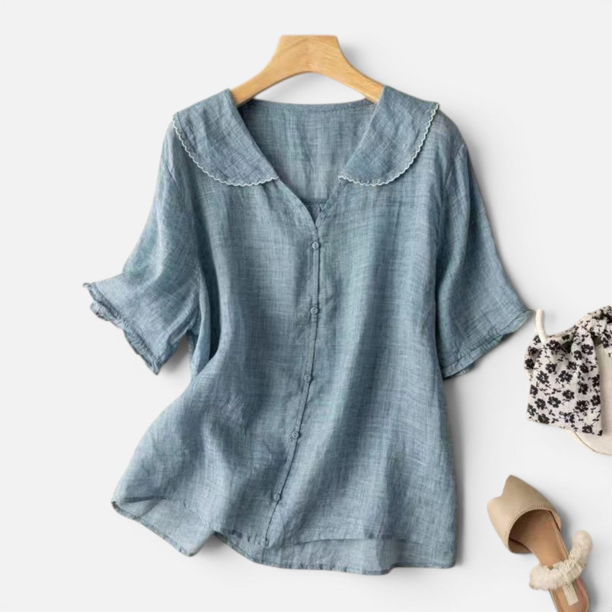 Duvrier | Women's Vintage Blouse with Button Detail