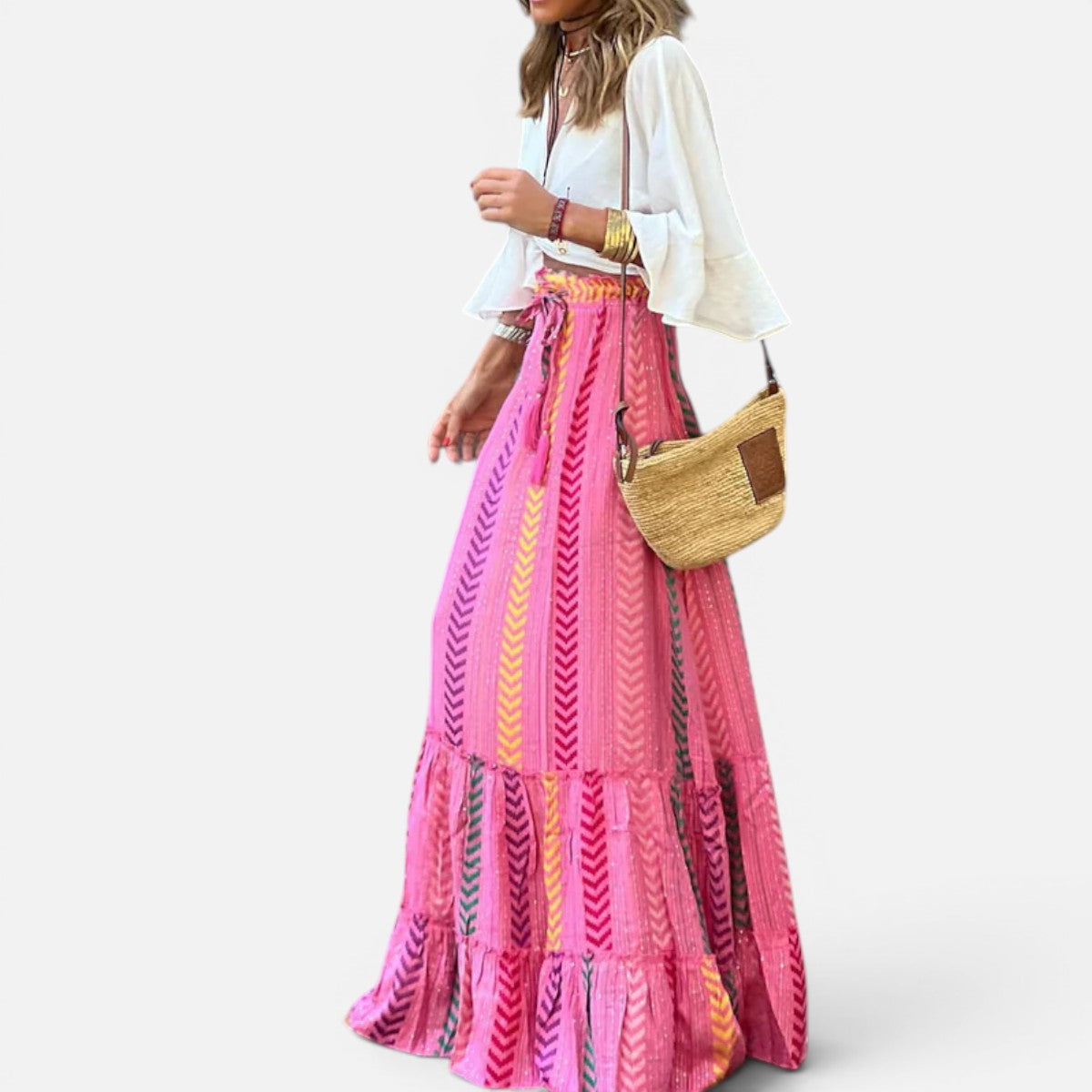 Duvrier | Women's Wide Dress with Autumn Print and A-Line Silhouette