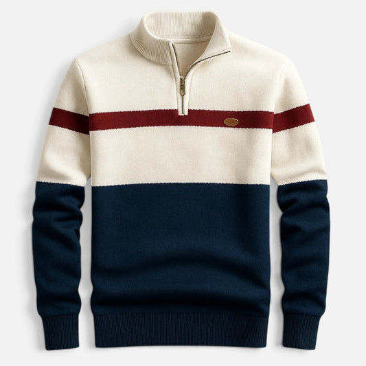 Duvrier | Men's Quarter Zip Cotton Jumper