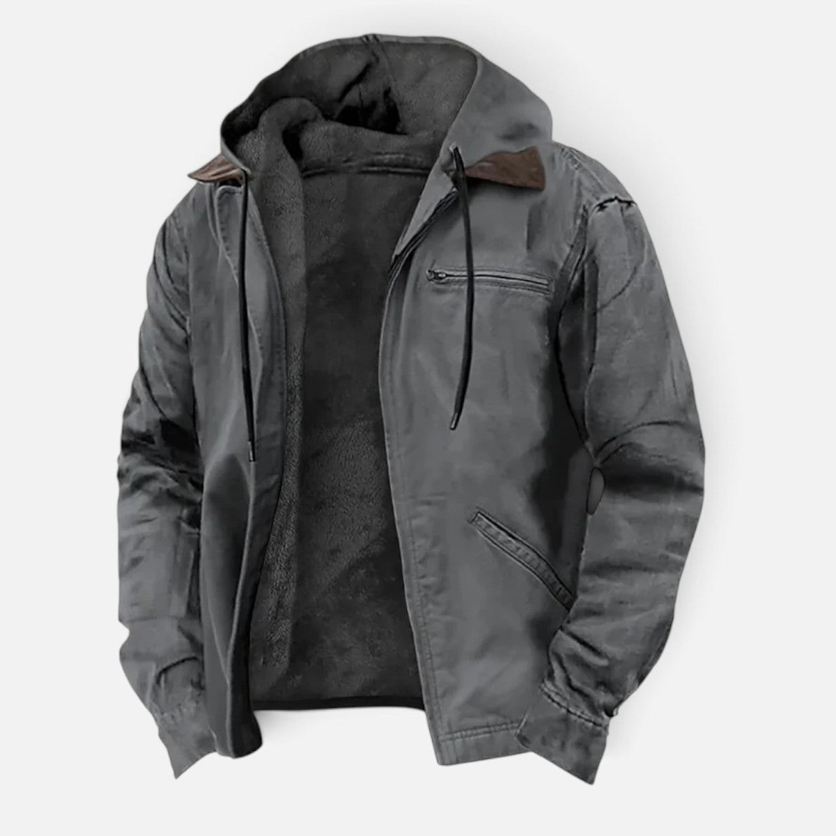 Duvrier | Men's Hooded Fleece Lined Zip Jacket