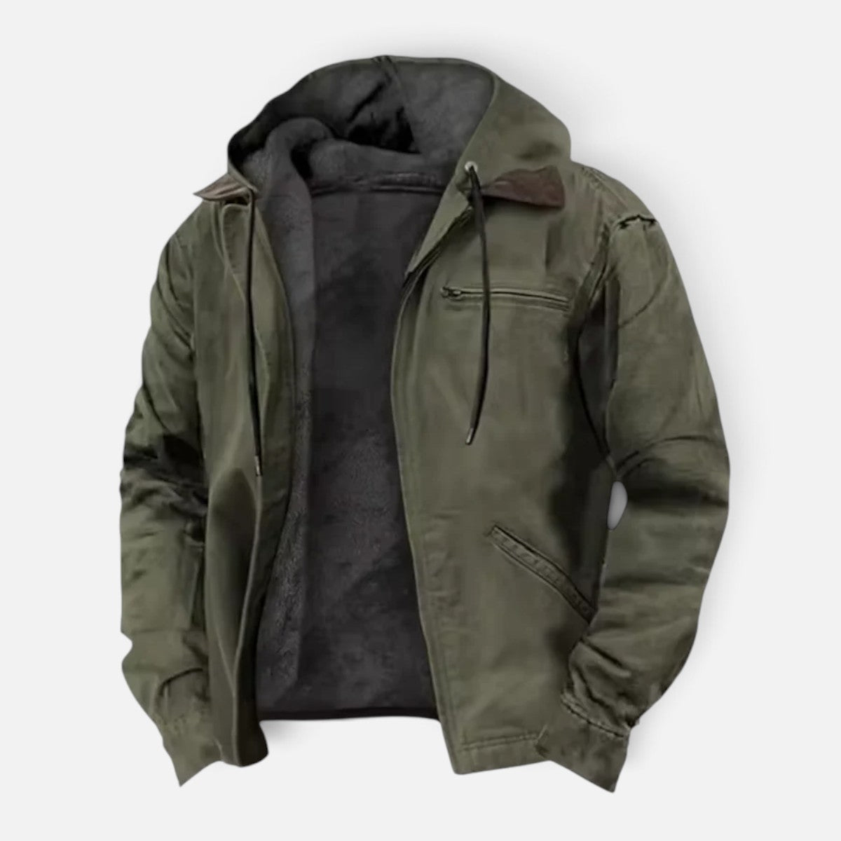 Duvrier | Men's Hooded Fleece Lined Zip Jacket