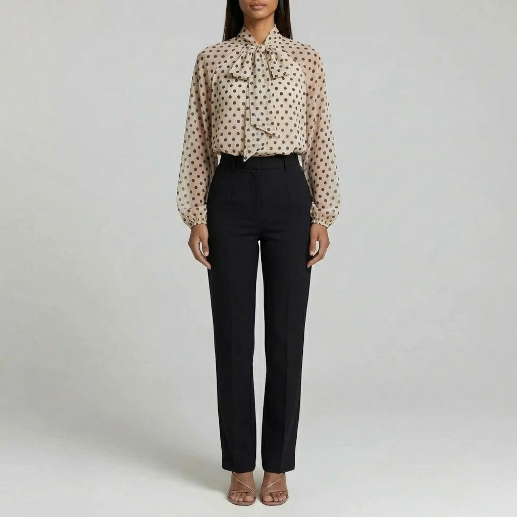 Duvrier | Women’s Polka Dot Blouse – Casual Evening Blouse