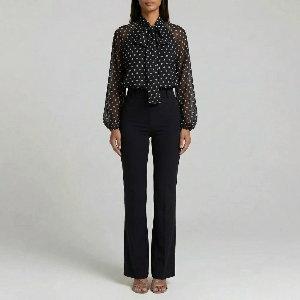 Duvrier | Women’s Polka Dot Blouse – Casual Evening Blouse