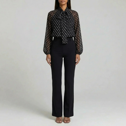 Duvrier | Women’s Polka Dot Blouse – Casual Evening Blouse