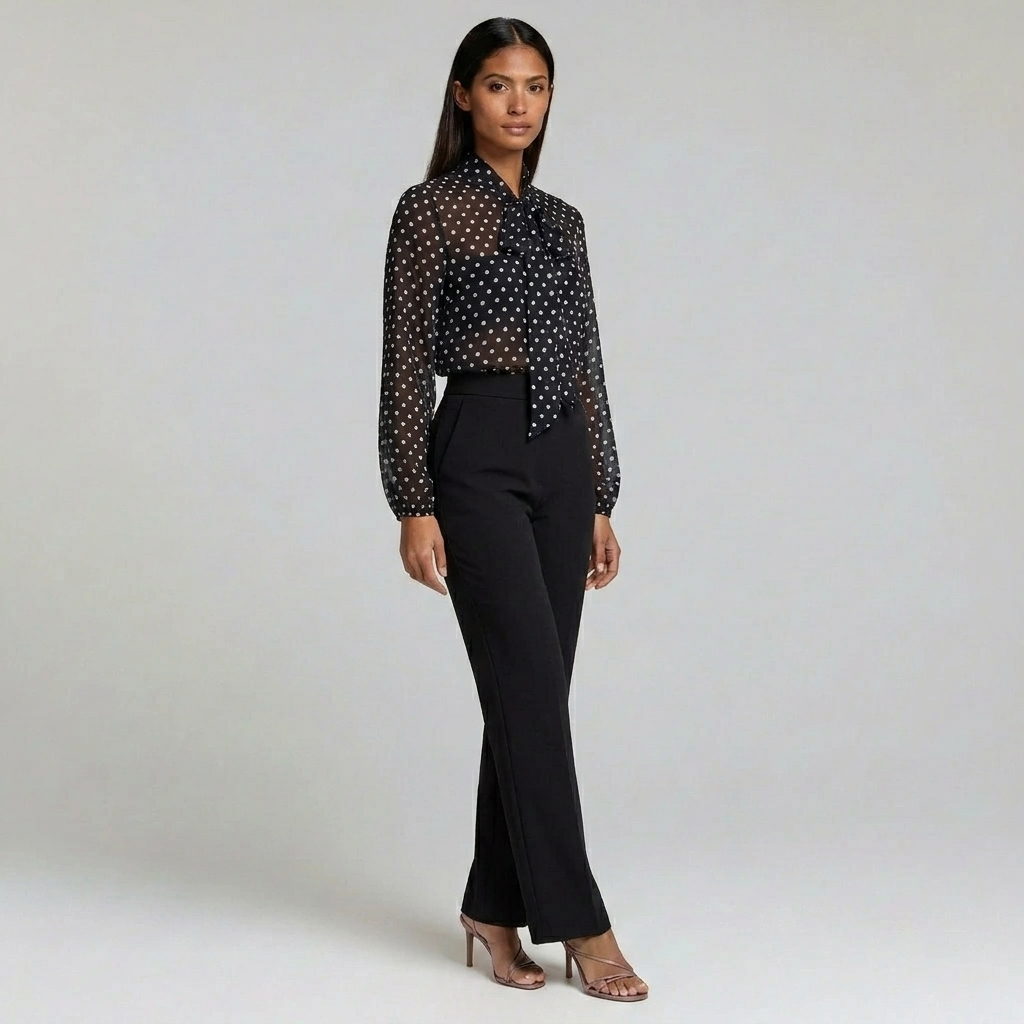Duvrier | Women’s Polka Dot Blouse – Casual Evening Blouse