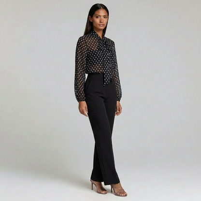 Duvrier | Women’s Polka Dot Blouse – Casual Evening Blouse