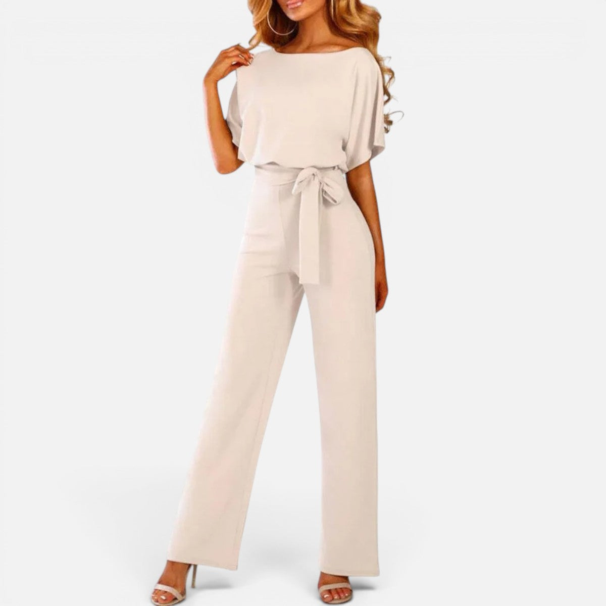 Duvrier | Women's Short Sleeve Belted Casual Jumpsuit