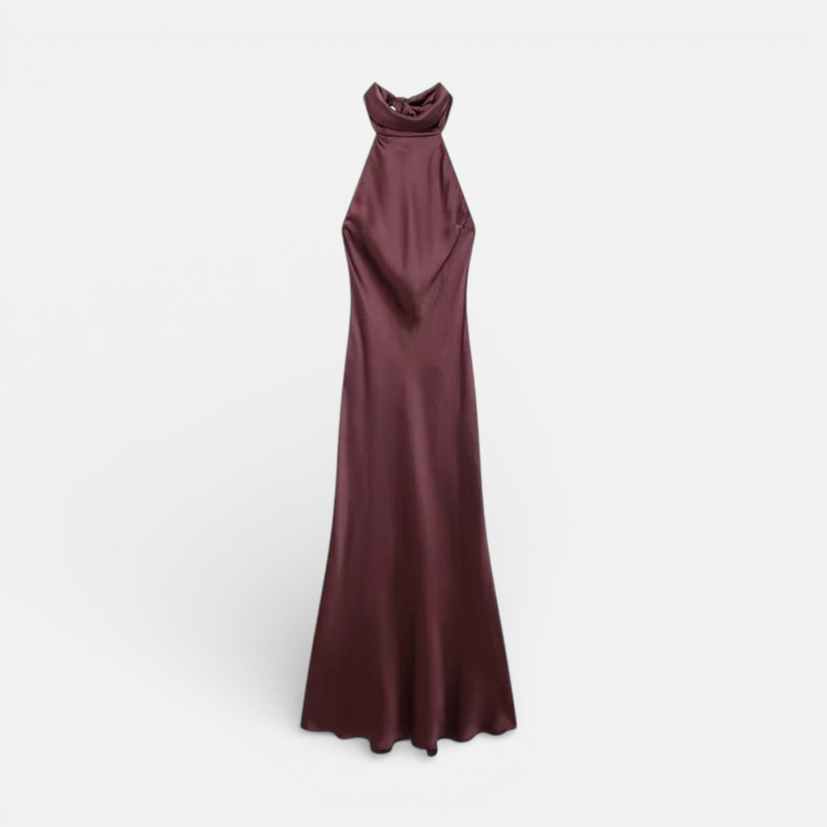 Duvrier l Women’s Burgundy Red Satin Midi Cocktail Dress - Evening Events