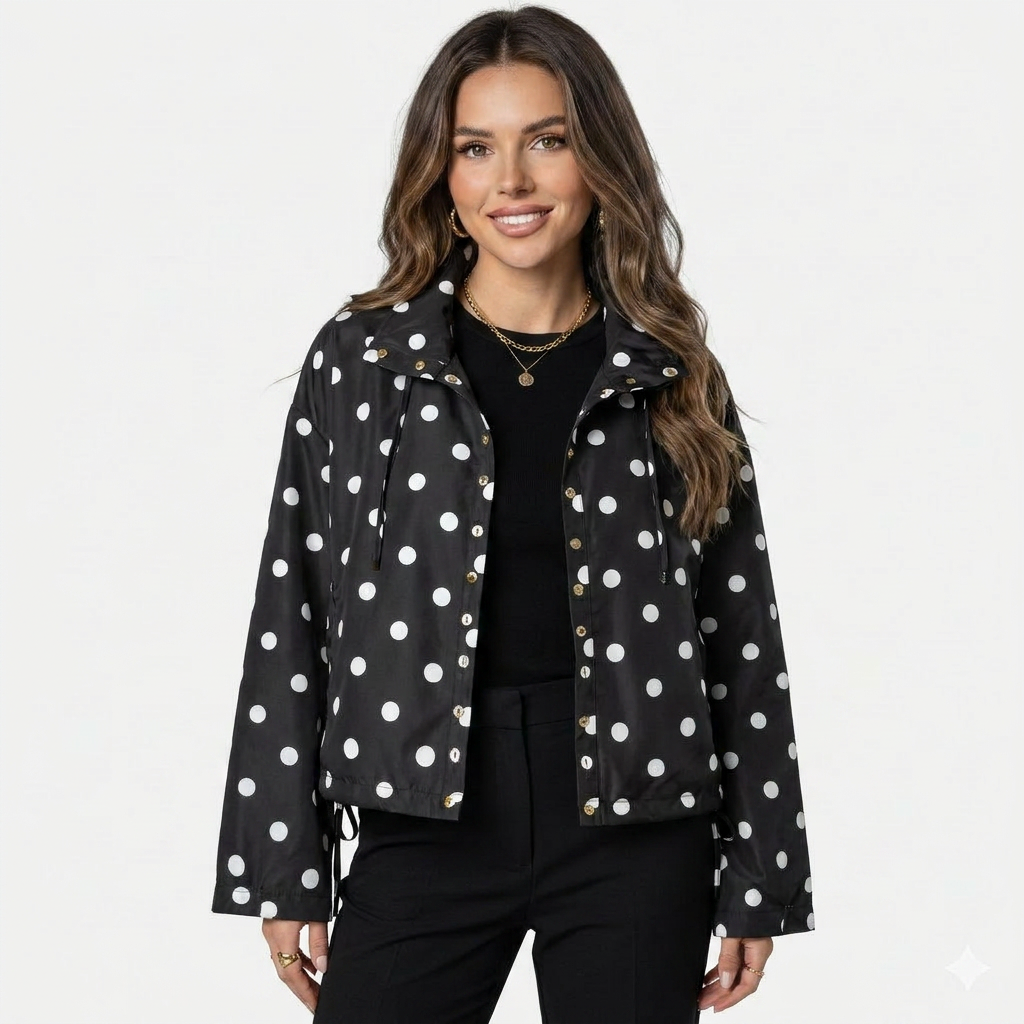 Duvrier | Women's Polka Dot Summer Jacket -Lightweight Summer Outerwear