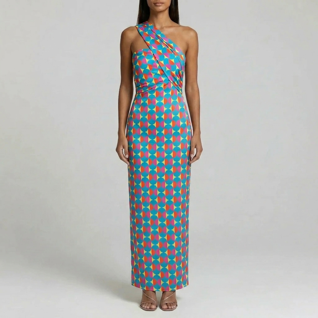 Duvrier | Women’s One-Shoulder Midi Dress - Weddings & Summer Events