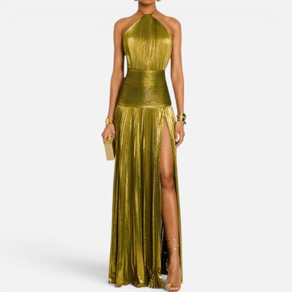 Duvrier | Women’s Off-Shoulder Maxi Dress in Green
