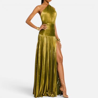 Duvrier | Women’s Off-Shoulder Maxi Dress in Green