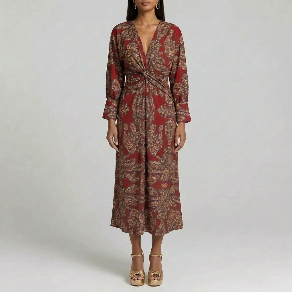 Duvrier | Women’s Wedding Guest Midi Dress - Elegant A-Line Occasion Wear