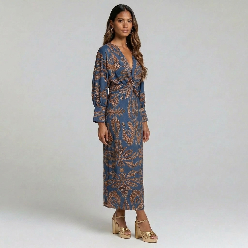 Duvrier | Women’s Wedding Guest Midi Dress - Elegant A-Line Occasion Wear