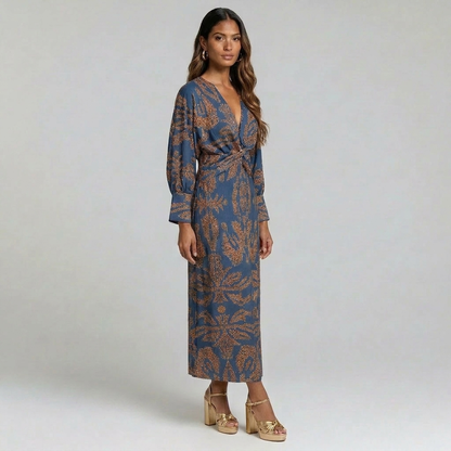 Duvrier | Women’s Wedding Guest Midi Dress - Elegant A-Line Occasion Wear