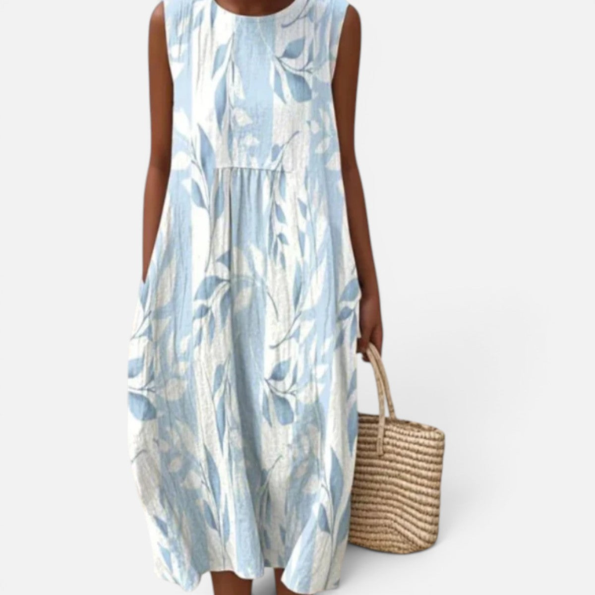 Duvrier | Women’s Lightweight  Sleeveless Tummy Coverage Summer Dress With Artistic Print