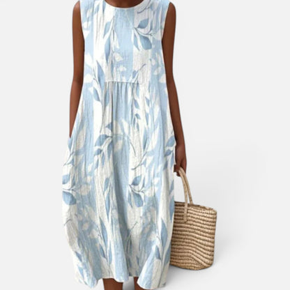 Duvrier | Women’s Lightweight  Sleeveless Tummy Coverage Summer Dress With Artistic Print
