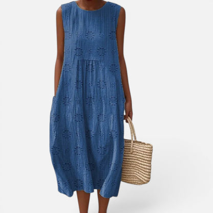Duvrier | Women’s Lightweight  Sleeveless Tummy Coverage Summer Dress With Artistic Print