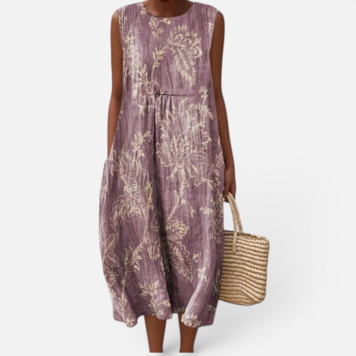 Duvrier | Women’s Lightweight  Sleeveless Tummy Coverage Summer Dress With Artistic Print