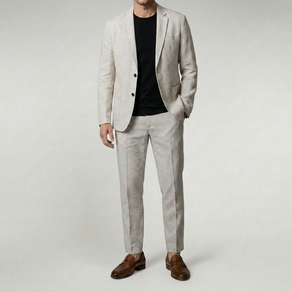 Duvrier | Men's Breathable Linen Suit/Set - Elegant Slim Fit Set