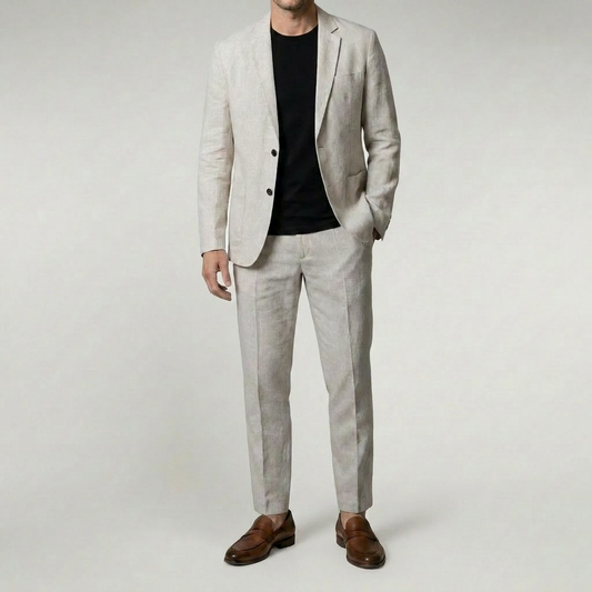 Duvrier | Men's Breathable Linen Suit/Set - Elegant Slim Fit Set