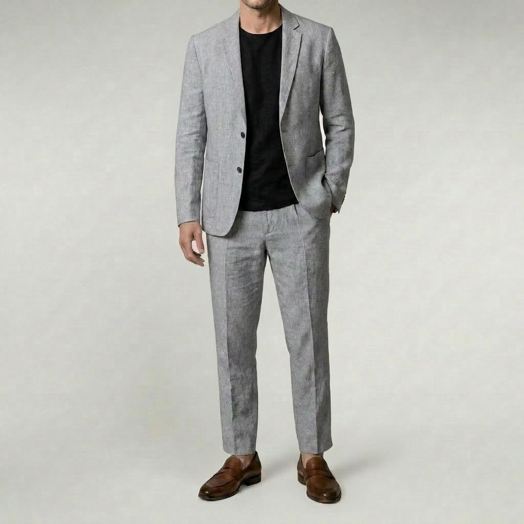 Duvrier | Men's Breathable Linen Suit/Set - Elegant Slim Fit Set