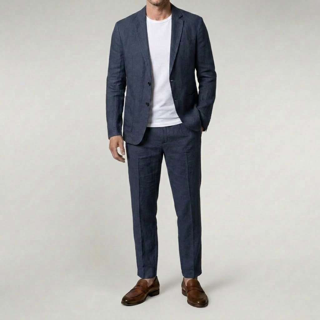 Duvrier | Men's Breathable Linen Suit/Set - Elegant Slim Fit Set