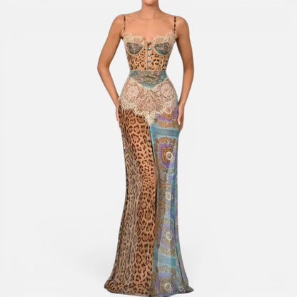 Duvrier | Women's Animal Print Sleeveless Maxi Dress