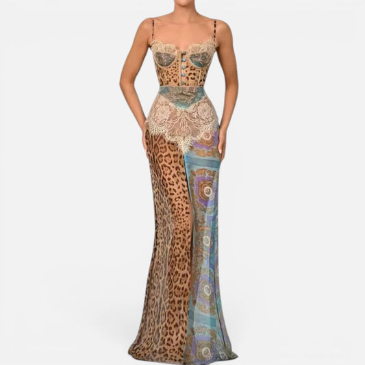 Duvrier | Women's Animal Print Sleeveless Maxi Dress