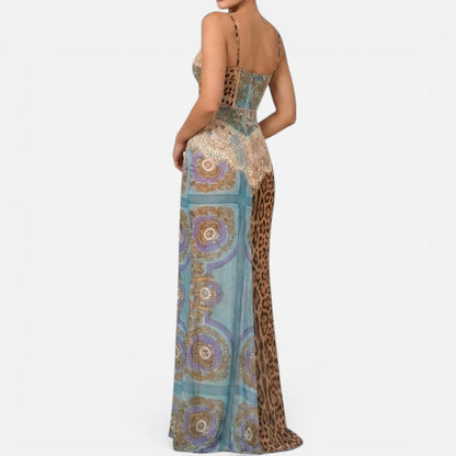 Duvrier | Women's Animal Print Sleeveless Maxi Dress