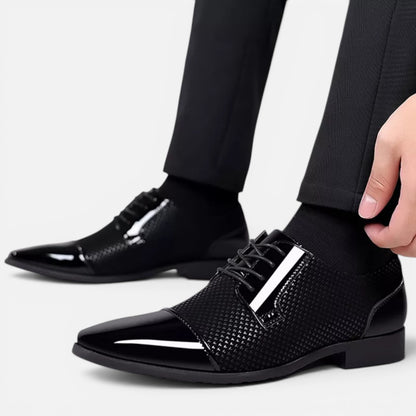 Duvrier | Men's Oxford Wedding Shoes - Lace Up with Contrast Texture Detail