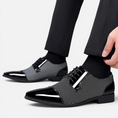 Duvrier | Men's Oxford Wedding Shoes - Lace Up with Contrast Texture Detail