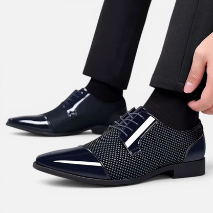 Duvrier | Men's Oxford Wedding Shoes - Lace Up with Contrast Texture Detail