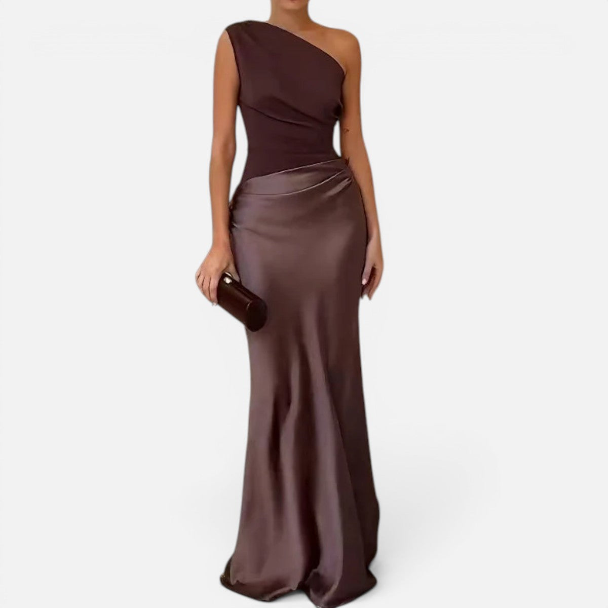 Duvrier | Women's Elegant One Shoulder Neck Pleated Party Maxi Dress