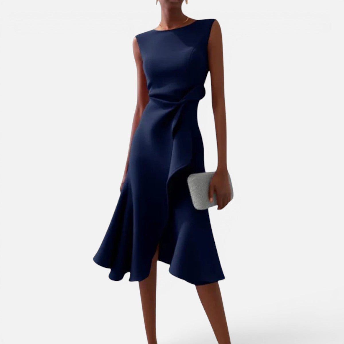 Duvrier | Women's Sleeveless Pleated Midi Dress