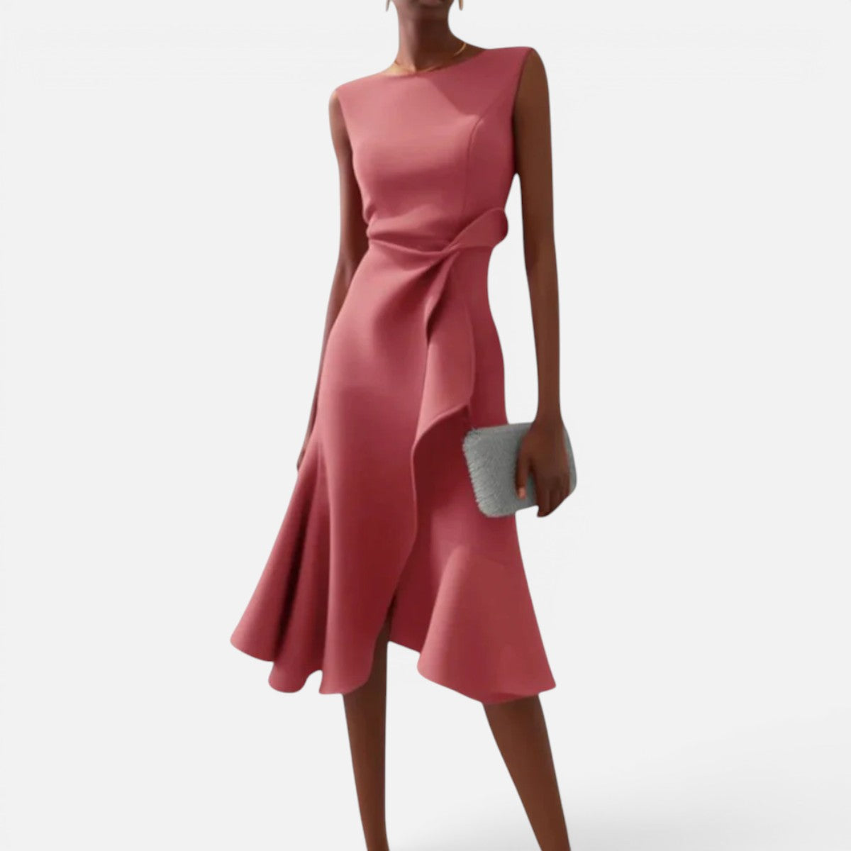 Duvrier | Women's Sleeveless Pleated Midi Dress