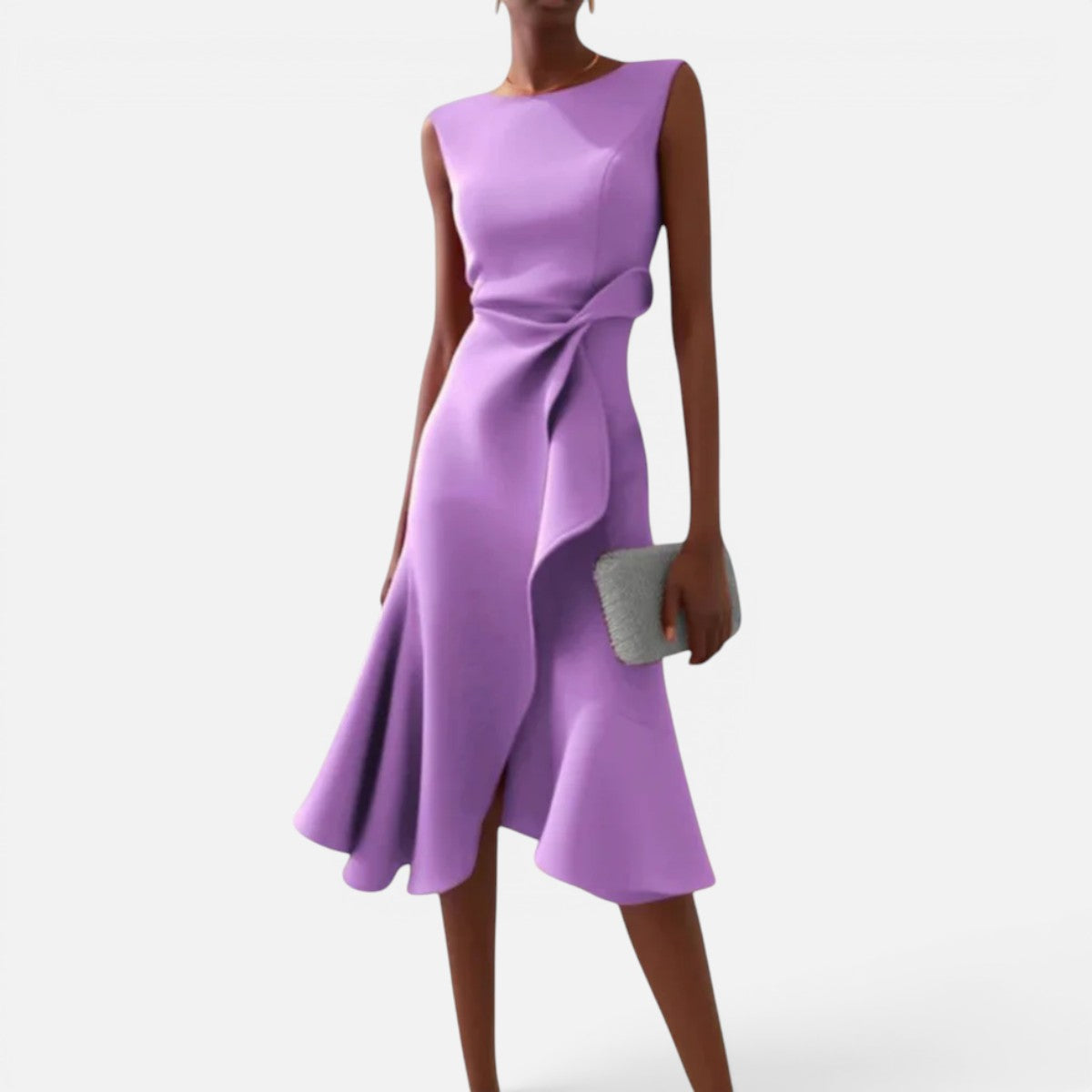 Duvrier | Women's Sleeveless Pleated Midi Dress