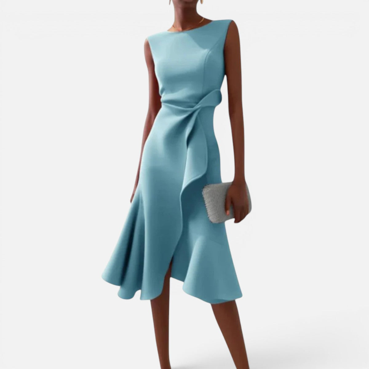 Duvrier | Women's Sleeveless Pleated Midi Dress