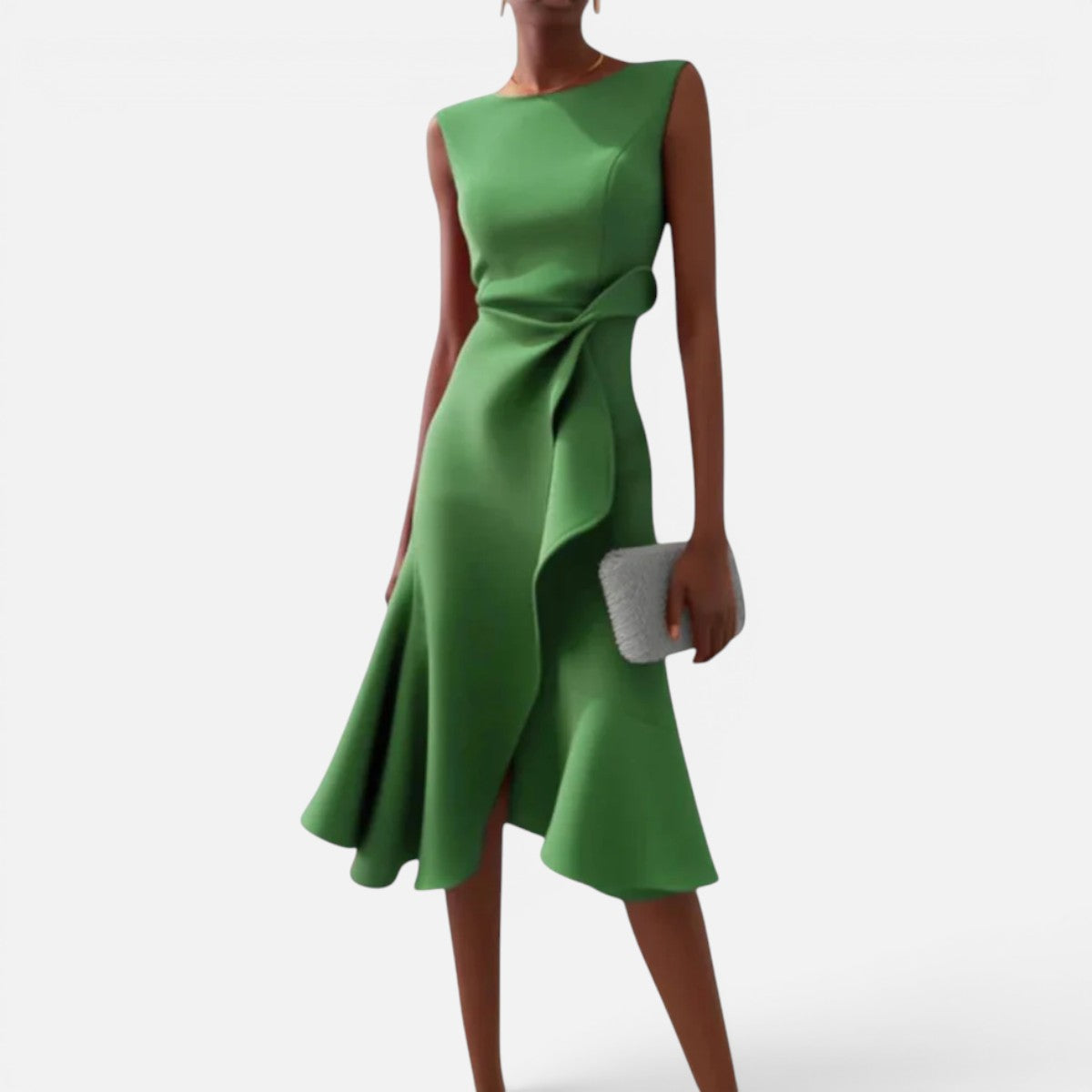 Duvrier | Women's Sleeveless Pleated Midi Dress