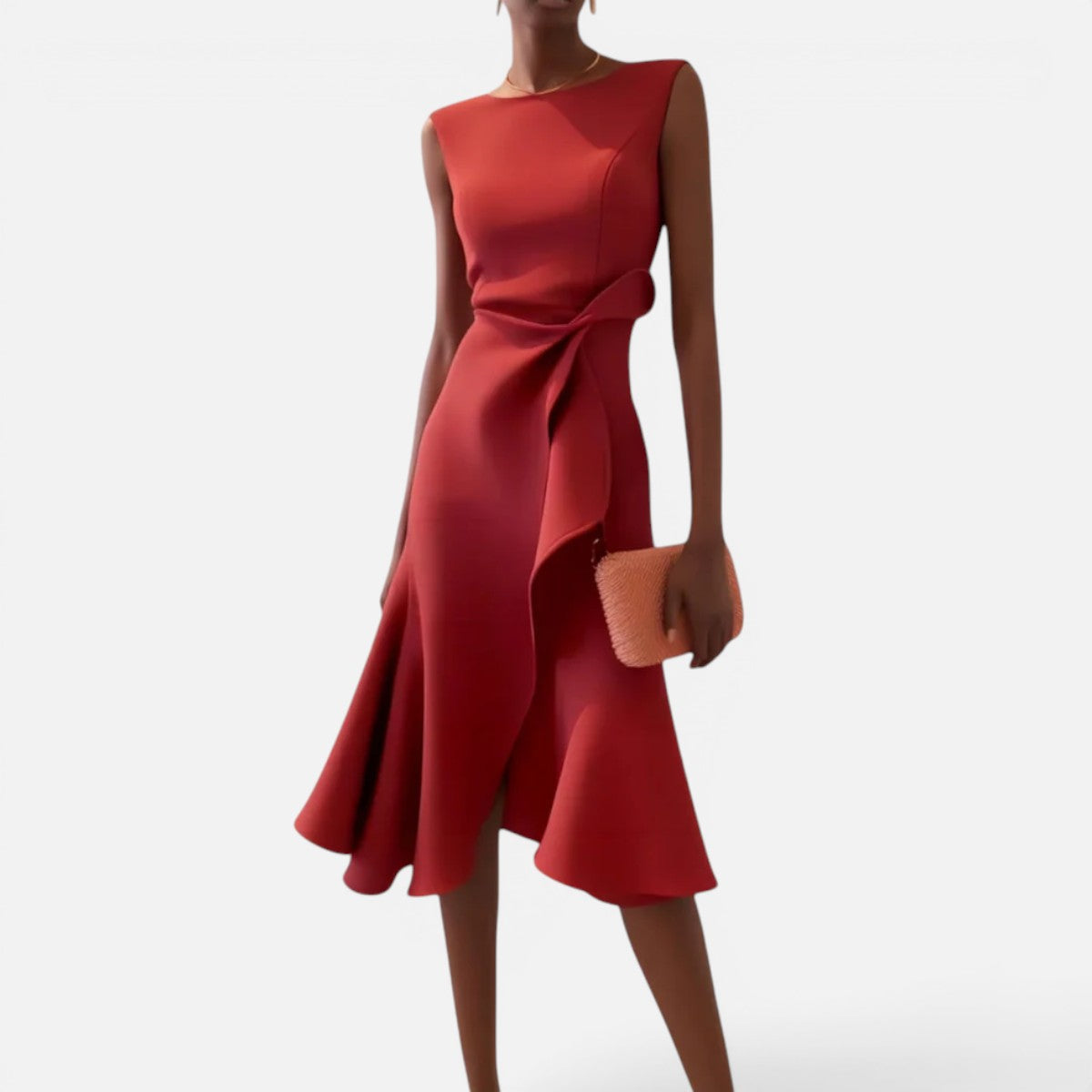 Duvrier | Women's Sleeveless Pleated Midi Dress