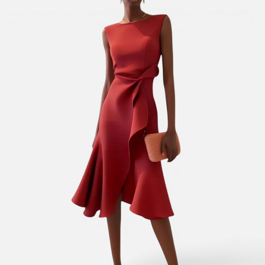 Duvrier | Women's Sleeveless Pleated Midi Dress