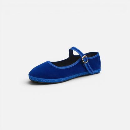 Duvrier | Women's Round Toe Buckle Strap Mary Jane Ballet Flats