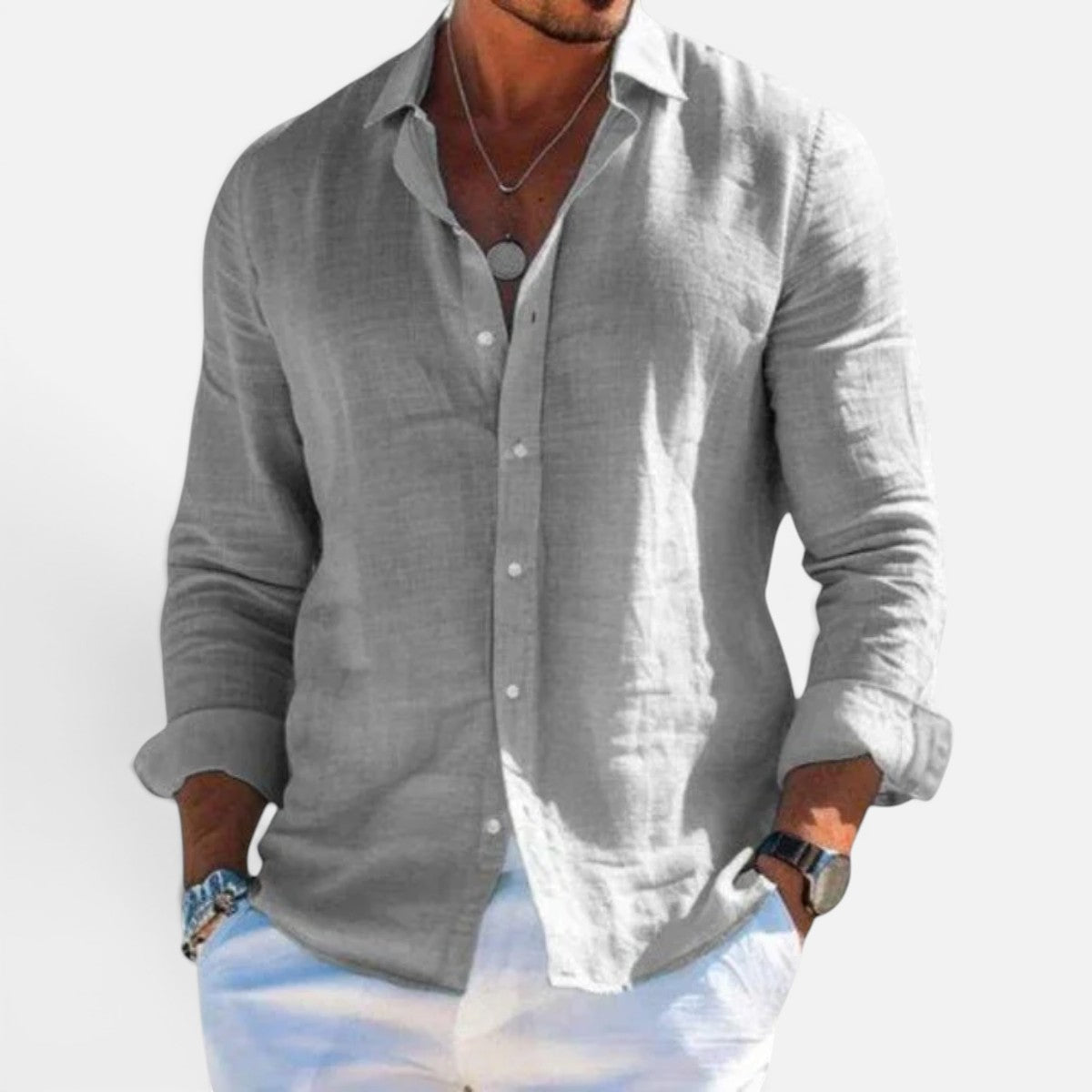 Duvrier | Men’s Linen Shirt - Breathable Casual Fit